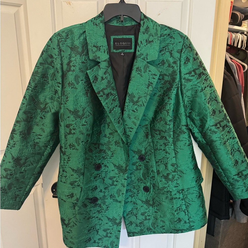 Eloquii Emerald Green Textured Blazer